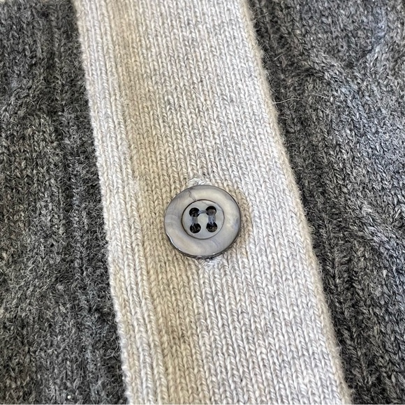 Vintage William Kasper Cashmere Oversized Cabled Cardigan Sweater Neutral Stripe - Picture 11 of 14